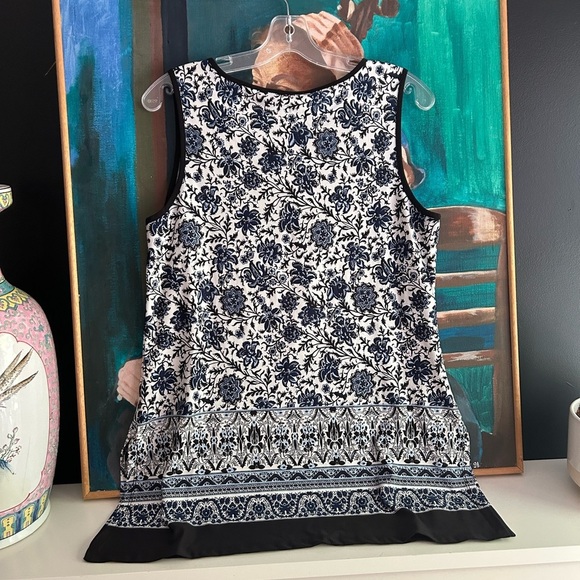 Laura Petites  Black and Blue Floral Tunic M - Picture 6 of 16